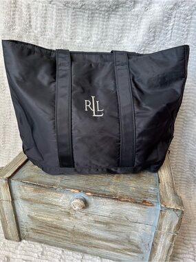 Ralph Lauren Black RLL Embroidered Tote